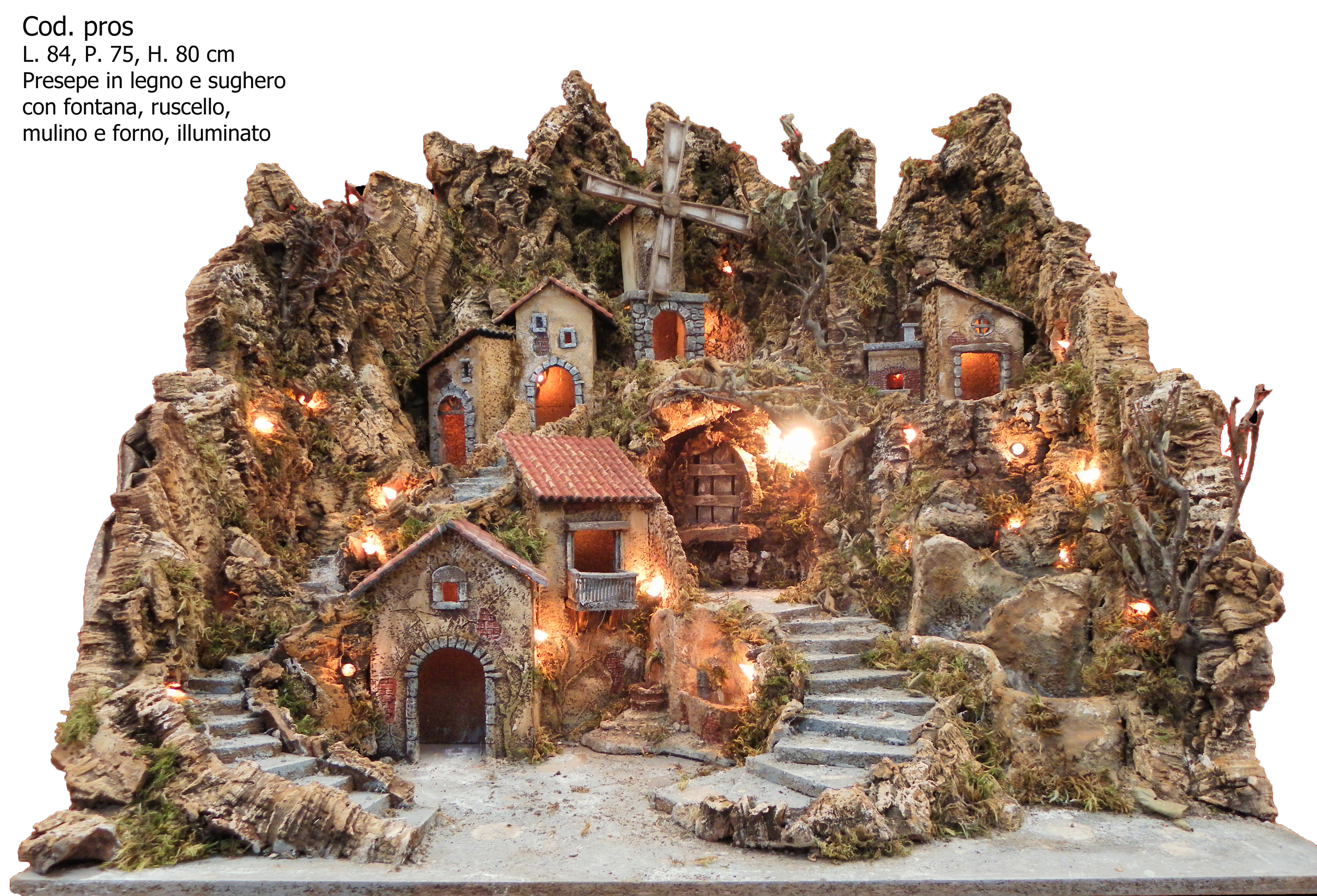Presepe artigianale ruscello, fontana, mulino, forno e luci misura 84x75x80h cm Presepe artigianale ruscello, fontana, mulino, forno e luci misura 84x75x80h cm
