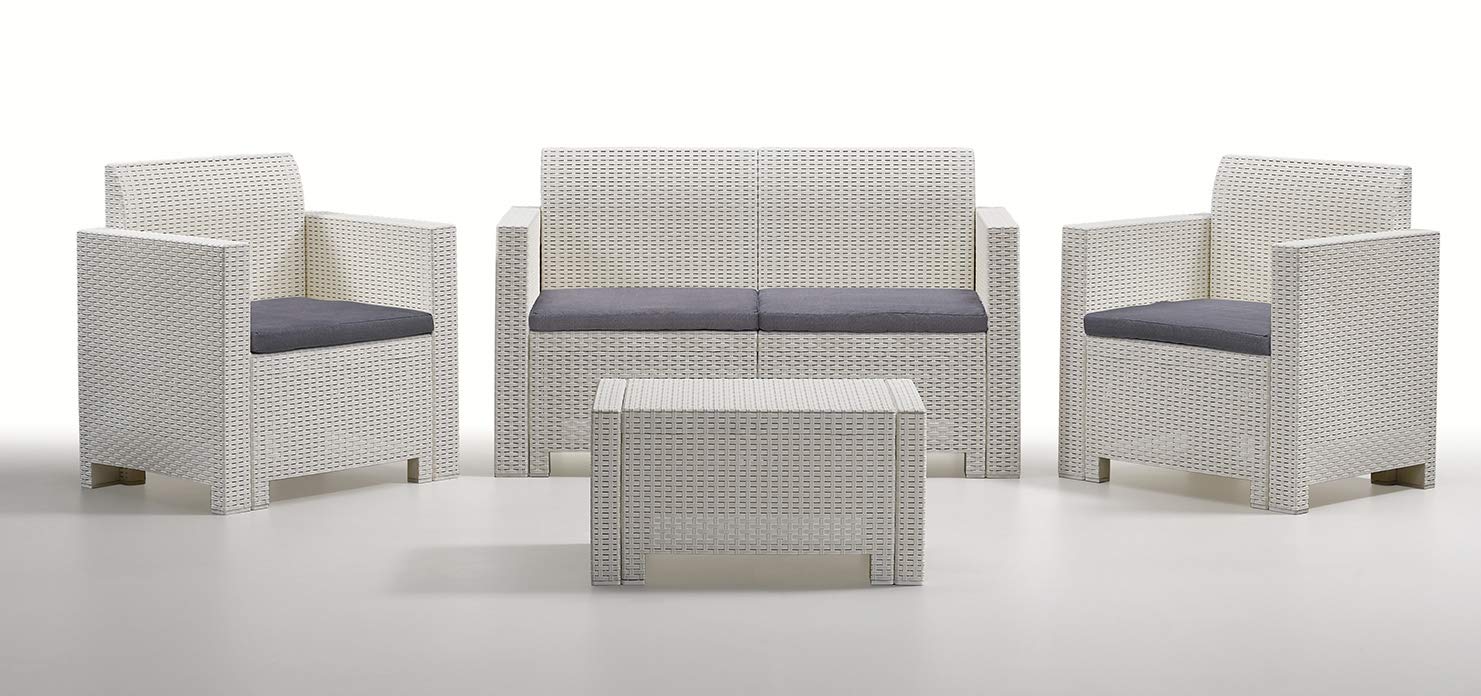 Bica 9067.3 Set Nebraska Salottino 4 Posti, Bianco, 119 x 74 x 57 cm Bica 9067.3 Set Nebraska Salottino 4 Posti, Bianco, 119 x 74 x 57 cm