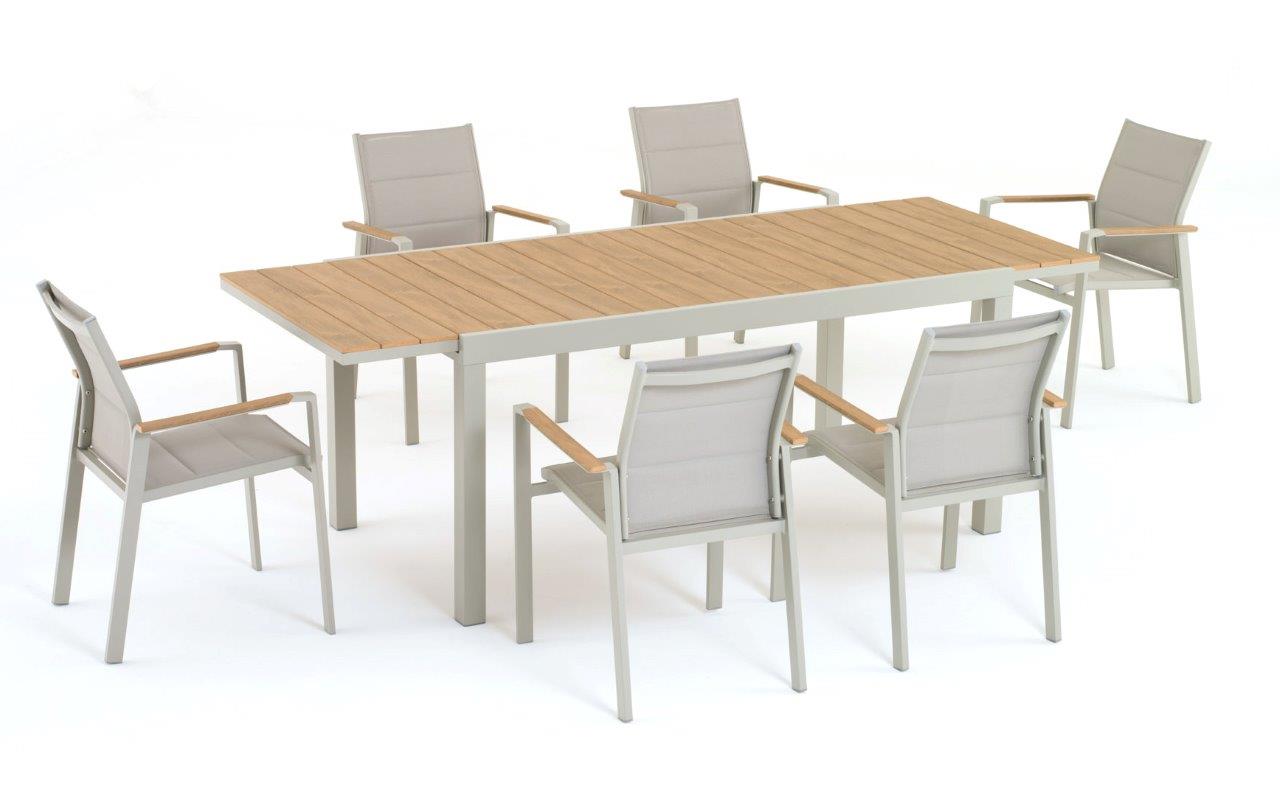 Tavolo Beverly Grigio chiaro Allungabile misura 164/225x90 cm alluminio polywood Tavolo Beverly Grigio chiaro Allungabile misura 164/225x90 cm alluminio polywood