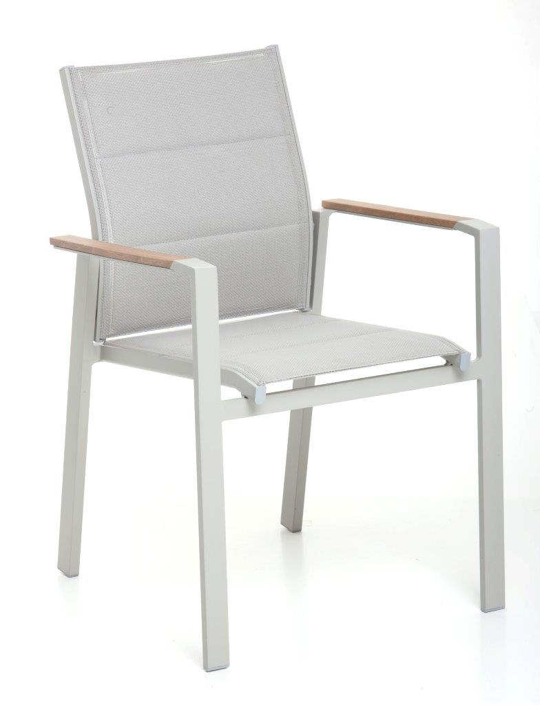 POLTRONA BEVERLY Grigia in alluminio impilabile con polywood 56x65xH87 cm POLTRONA BEVERLY Grigia in alluminio impilabile con polywood 56x65xH87 cm