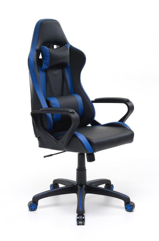 Poltrona Gaming My Office - Design Ergonomico Azzurro/Bianco, Braccioli Nylon, Basculante E Altezza Regolabile