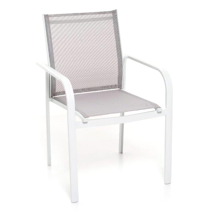 Poltrona alluminio mod. Lagos impilabile textilene imobottito M0972-08 BIANCO Poltrona alluminio mod. Lagos impilabile textilene imobottito M0972-08 BIANCO