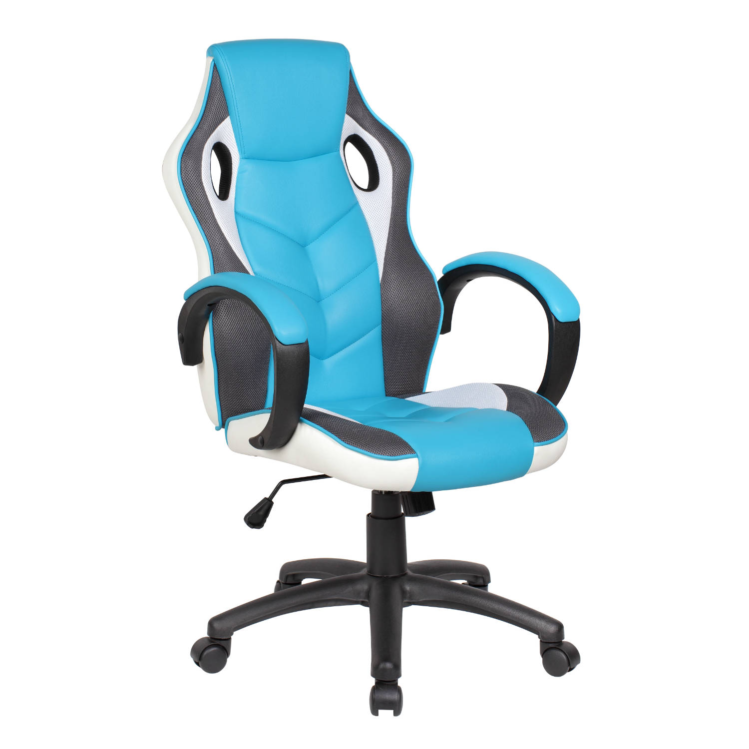 POLTRONA GAMING MOD. LAS VEGAS ADULTO BIANCA/AZZURRA CM 61x66xH.106/116 POLTRONA GAMING MOD. LAS VEGAS ADULTO BIANCA/AZZURRA CM 61x66xH.106/116