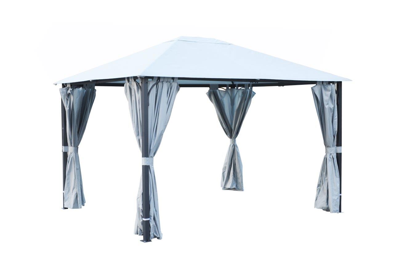 Gazebo in metallo mod. Fuenti 3x3.6 metri colore antracite telo 240 gr con tende