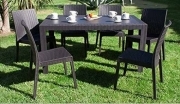 Set Garden Tavolo 140x80 cm con 6 Sedie impilabili resina da Giardino Antracite