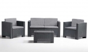 Bica 9017.4 Set Salottino in resina antracite mod. Colorado 4 Posti 119x64x57 cm