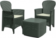 Set Tree 3 pezzi Antracite con cuscini. Salottino con 2 poltrone 1 tavolino