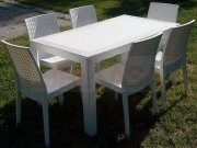 Set Garden Tavolo 140x80 cm con 6 Sedie impilabili resina da Giardino Bianco