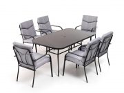 Set Madagascar dining art. M0882-38 Tavolo e 6 poltrone cuscini col. antracite