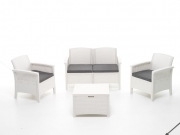 SALOTTINO LAGUNA 2 Posti Bianco con 2 poltroncine tavolino cuscini sfoderabili