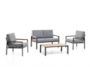 Salottino in alluminio antracite mod. BEVERLY LAGOS polywood colore teak cuscini