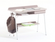 Scrivania portacomputer Compact rovere struttura metallo bianca 100x55x82 cm