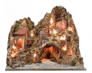 PRESEPE ARTIGIANALE MOD. NPAFN50 CON RUSCELLO E FORNO ILLUMINATO 55X41X42H