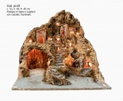 PRESEPE ARTIGIANALE MOD. PRUL8 CON RUSCELLO SUGHERO RESINA  MISURA  52X49X49H CM