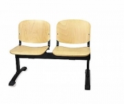 Panca da attesa con 2 Sedie in metallo e legno colore faggio