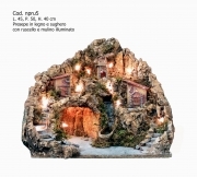 PRESEPE ARTIGINALE MOD. NPRU5M CON RUSCELLO E MULINO MISURA 45X50X40H CM