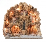 PRESEPE ARTIGIANALE MOD. NAPAP03 CON RUSCELLO ILLUMINATO 43X40X40H CM