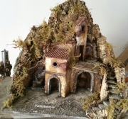 PRESEPE ARTIGIANALE MOD. P50FF CON FONTANA E FORNO ILLUMINATI PITTURATO