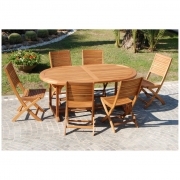 Tavolo ovale in legno Eucalypto mod TEXAS giardino 180/240x100 cm noce