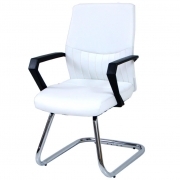 Poltrona ufficio sedia attesa slitta fissa in ecopelle Sake bianca 58x56xH92 cm