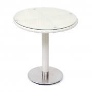 Tavolo in wicker con piano rotondo misura 70 cm colore bianco mod. Minorca