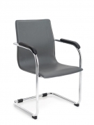 Poltrona ufficio sedia attesa slitta acciaio cromato eco pelle mod. Stand grigia