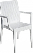 POLTRONA SEDIA IN RESINA DAFNE CON BRACCIOLI COLORE BIANCO EFFETTO RATTAN