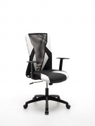 Poltrona Teams bianco, modello gaming, misura 54x62x95 h cm ecopelle