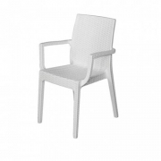 POLTRONA SEDIA RESINA BISTROT BIANCO EFFETTO RATTAN PER TERRAZZI BAR