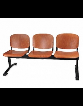 Panca con sedie attesa in metallo e legno mod. Venere colore ciliegio