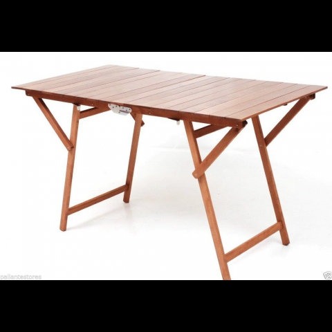 Tavolo pic nic rettangolare pieghevole colore noce misura 140x70 cm legno faggio