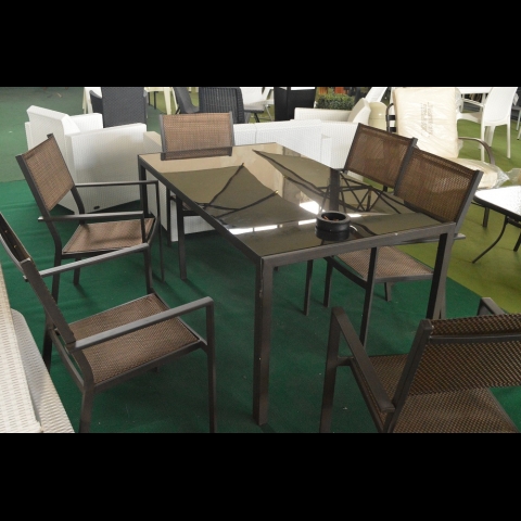 Set da giardino Dafne metallo con 6 poltrone tavolo rettangolare metallo