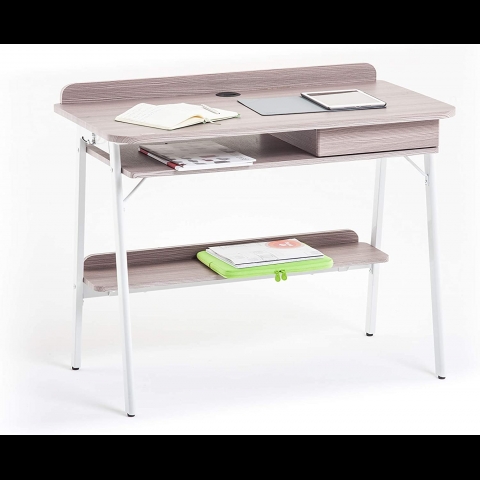 Myoffice Scrivania Compact, Acciaio Verniciato, Rovere, M0306-34, 55x100x82 cm