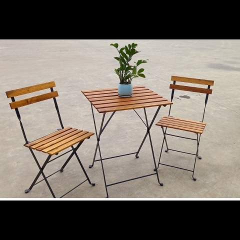 SET BISTRO TELFORD 55x54 cm TAVOLO E 2 SEDIE PIEGHEVOLI ACACIA