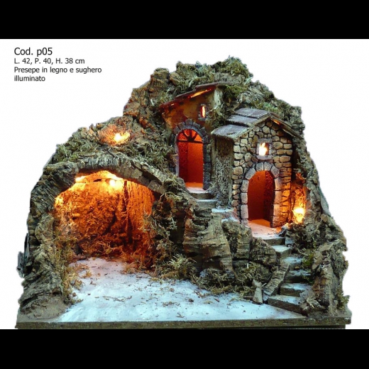 Presepe presepio artigianale napoletano San Gregorio Armeno P05 42X40X38H CM