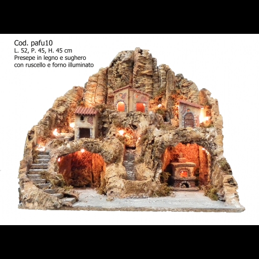 PRESEPE PRESEPIO ARTIGIANALE RUSCELLO MOD. PAFU10 RESINA FORNO 52X45X45 CM