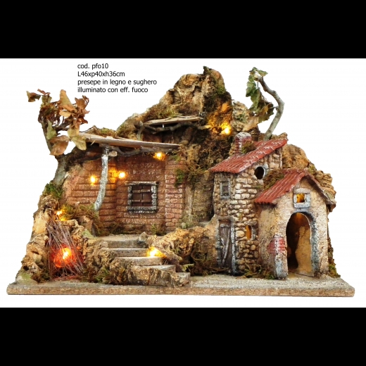 PRESEPE ARTIGINALE MOD. PF010 ILLUMINATO MISURA 46X40X36H CM