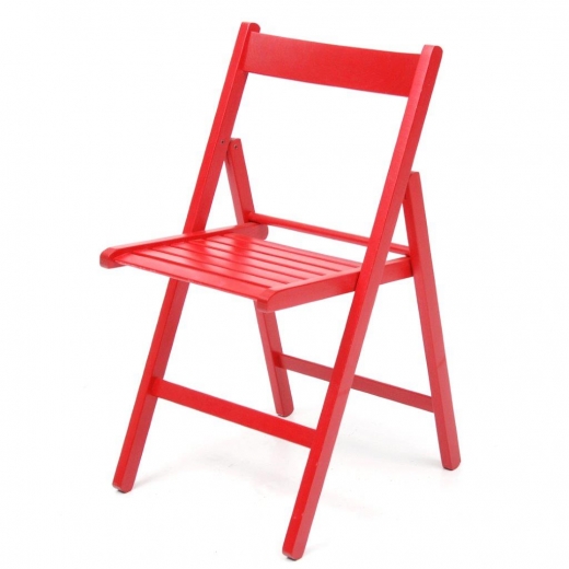 Offerta 4x sedia in legno di faggio pieghevole di colore rosso