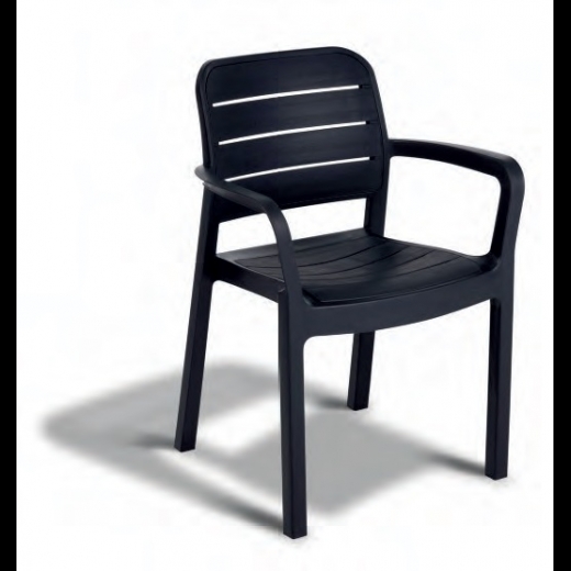 POLTRONA BRACCIOLI RESINA MOD. TISARA COLORE ANTRACITE IMPILABILE  58X58X83H CM