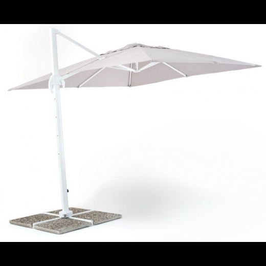 Ombrellone mod. Verso braccio misura 3x3 mt colore grigio palo alluminio bianco