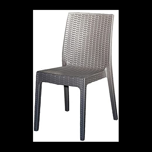 Set Garden Tavolo 140x80 cm 6 Poltrone impilabili resina da Giardino Antracite