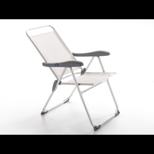 Poltroncina pieghevole Tahiti braccioli struttura alluminio tub. 22 mm bianco