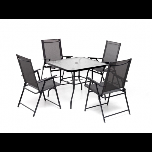 Set Atlantic Dining Antracite art. M0532-38 tavolo con 4 poltrone pieghevoli