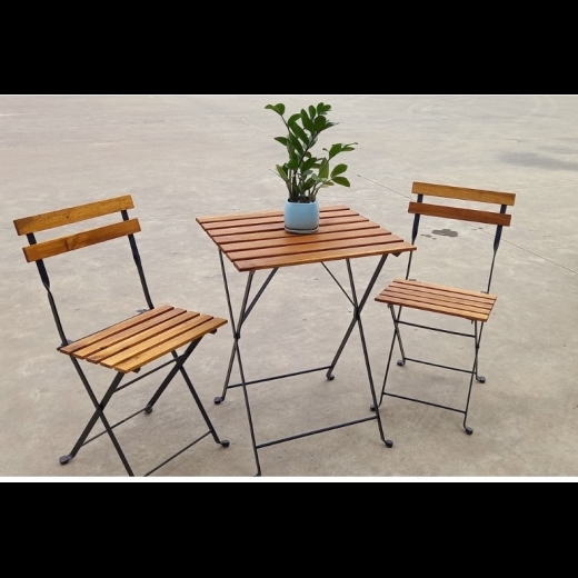 SET BISTRO TELFORD 55x54 cm TAVOLO E 2 SEDIE PIEGHEVOLI ACACIA