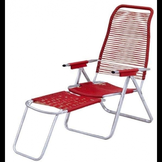 Sedia poltrona sdraio mod cordonata colore rosso metallo schienale regolabile