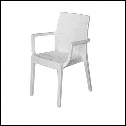 POLTRONA SEDIA RESINA BISTROT BIANCO EFFETTO RATTAN PER TERRAZZI BAR