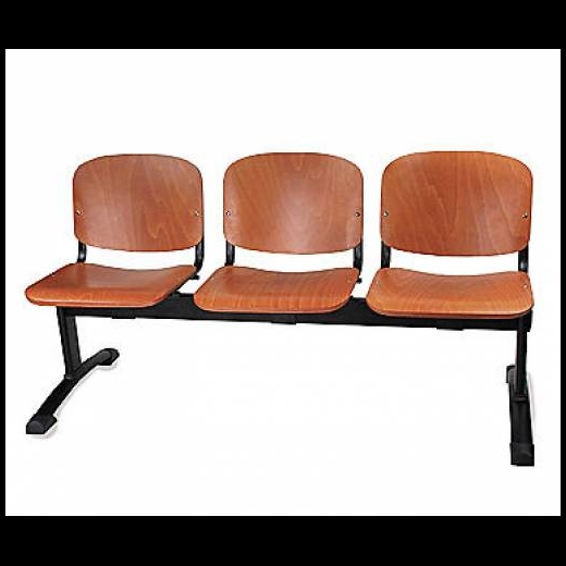 Panca con sedie attesa in metallo e legno mod. Venere colore ciliegio