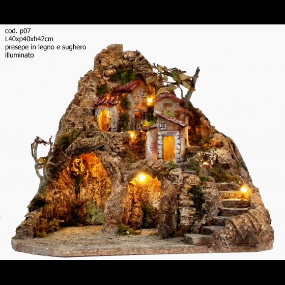 Presepe presepio artigianale napoletano San Gregorio Armeno P07 40X40X42H CM