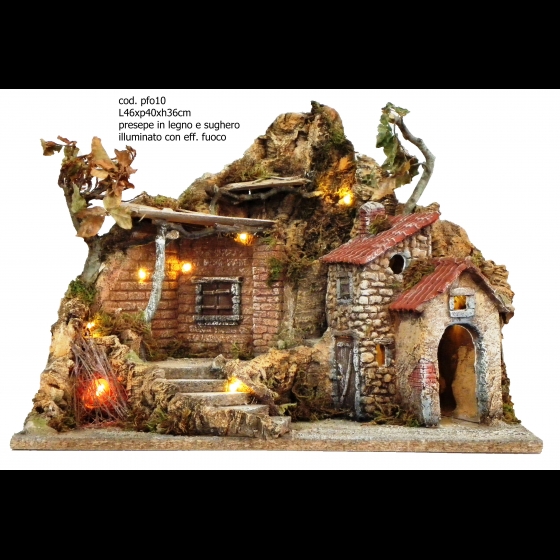 PRESEPE ARTIGINALE MOD. PF010 ILLUMINATO MISURA 46X40X36H CM