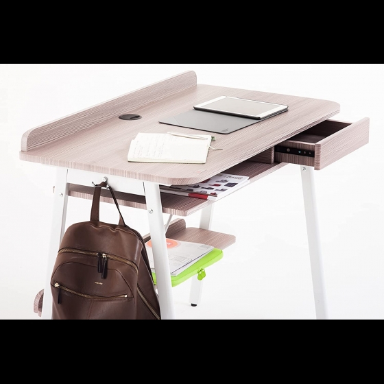 Myoffice Scrivania Compact, Acciaio Verniciato, Rovere, M0306-34, 55x100x82 cm